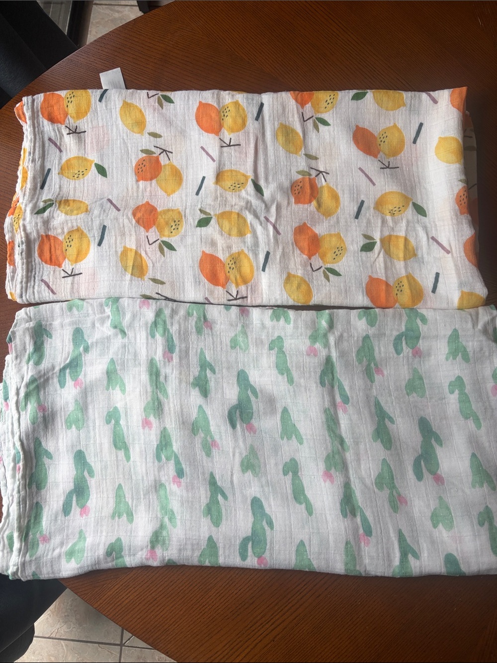 Soft Muslin Swaddle Set in Yellow Orange & Mint Green
